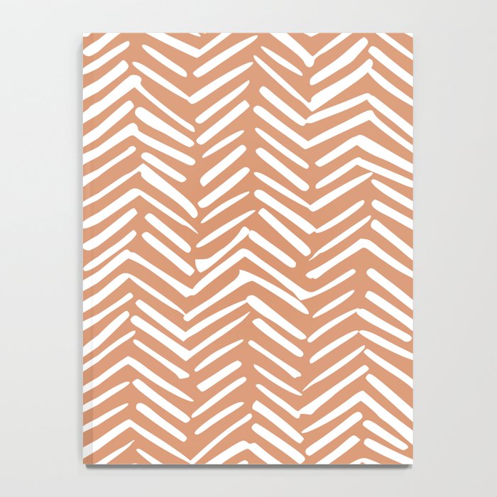 Abstract Herringbone, Striped Pattern, Orange and White Notebook Gallery Image 4