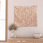 Abstract Herringbone, Striped Pattern, Orange and White Wall Tapestry Gallery Image 2