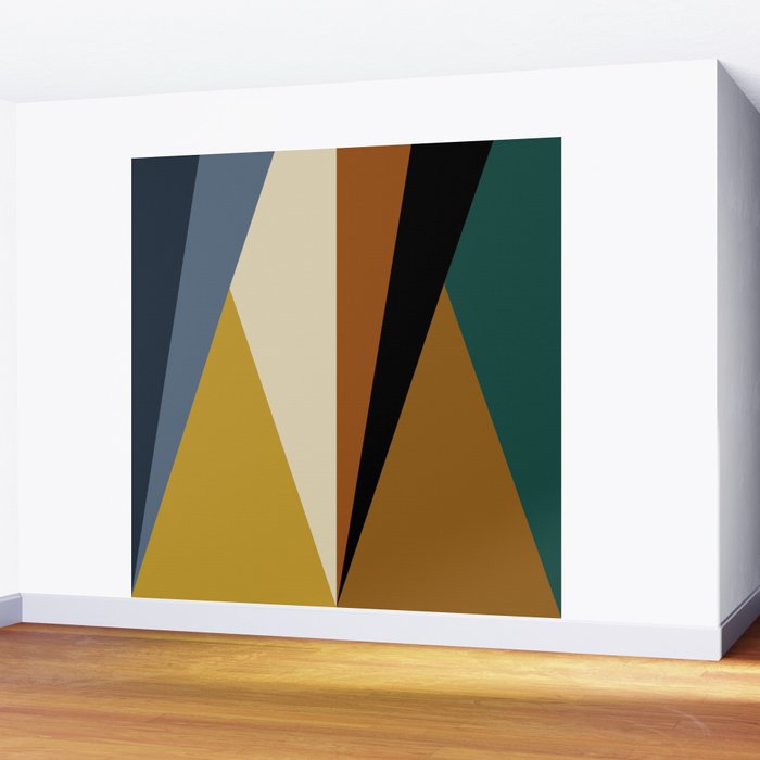 Geometric Triangles V Bold Vintage Wall Mural Gallery Image 2
