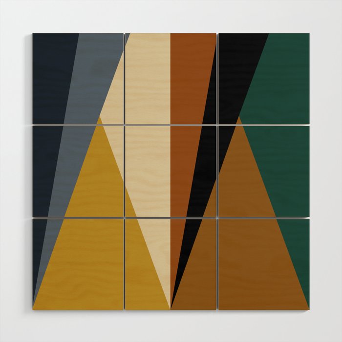 Geometric Triangles V Bold Vintage Wood Wall Art Gallery Image 1