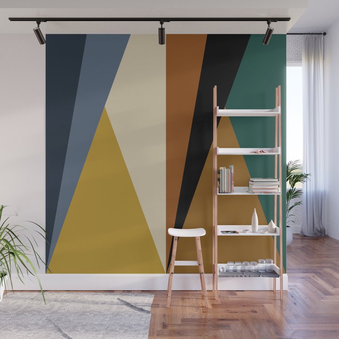 Geometric Triangles V Bold Vintage Wall Mural Gallery Image 1