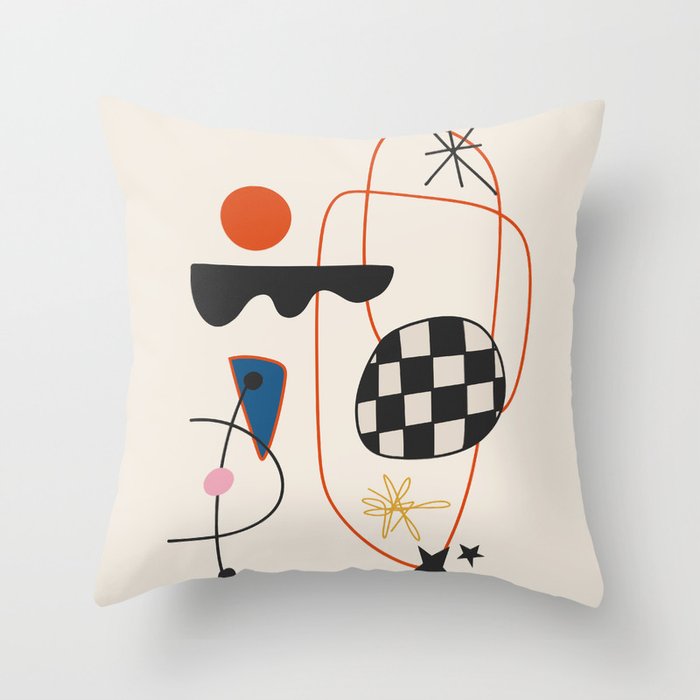 Abstract Eclectic Colorful Joan Mirò Inspired 2 Throw Pillow Gallery Image 1