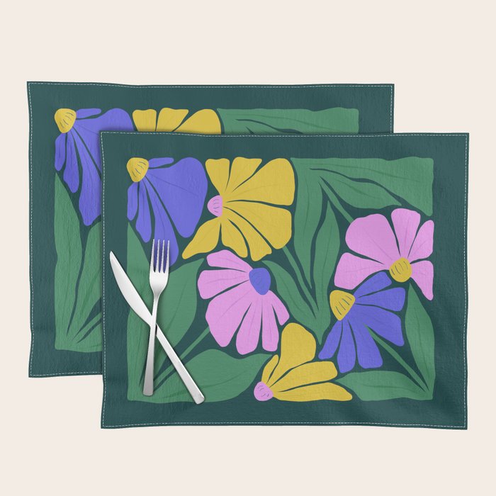 Midnight Summer: Matisse Foliage | Flower Market 001 Placemat Gallery Image 1