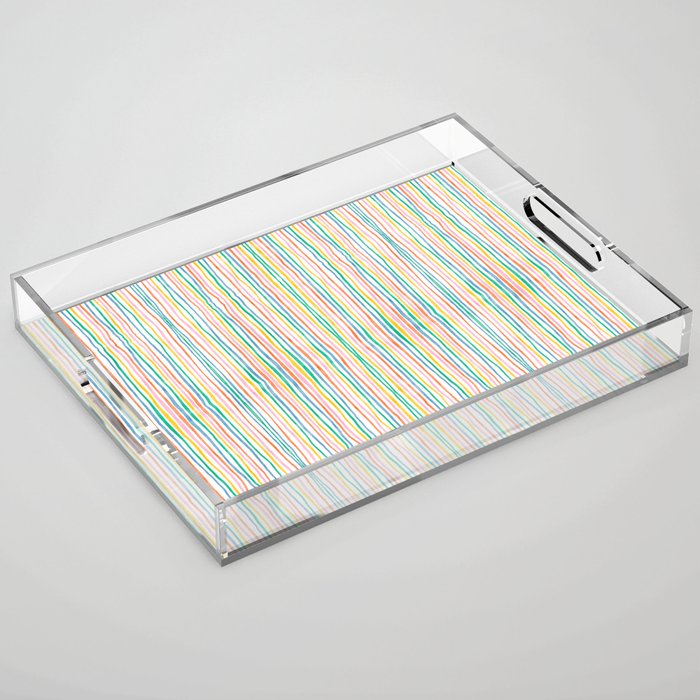 Playful rainbow stripes Acrylic Tray Gallery Image 1