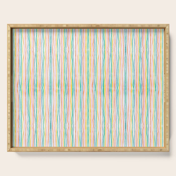 Playful rainbow stripes Serving Tray Gallery Image 1