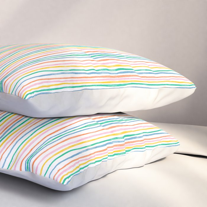 Playful rainbow stripes Pillow Sham Gallery Image 3