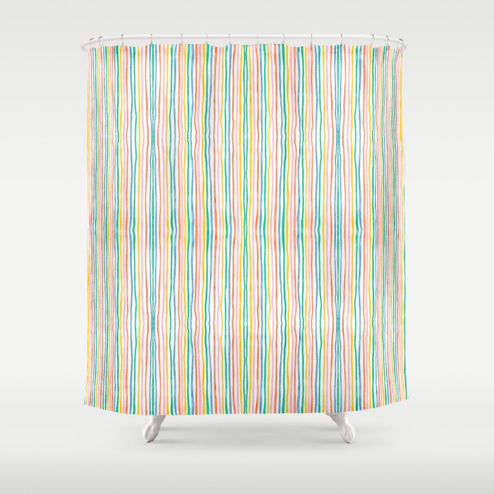 Playful rainbow stripes Shower Curtain Gallery Image 1