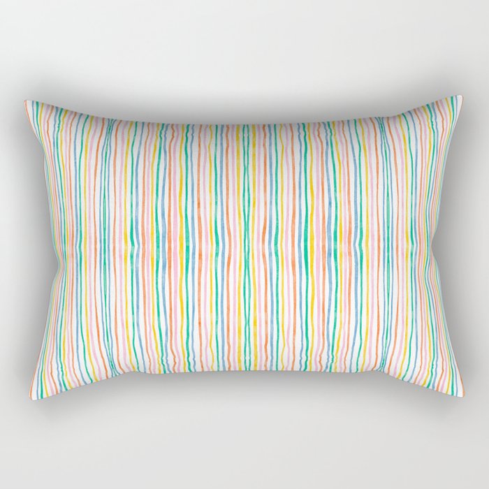 Playful rainbow stripes Rectangular Pillow Gallery Image 2
