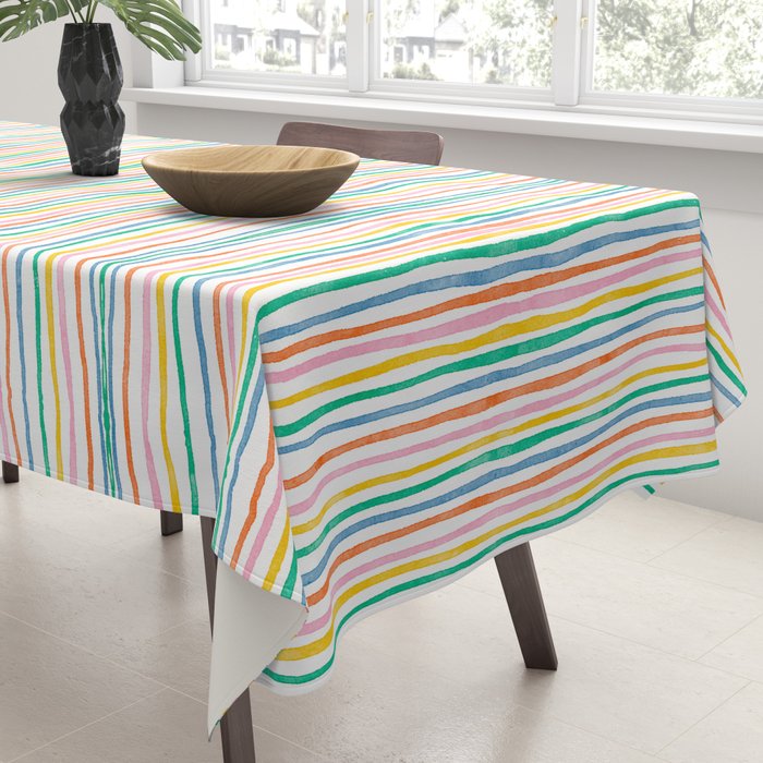 Playful rainbow stripes Tablecloth Gallery Image 3