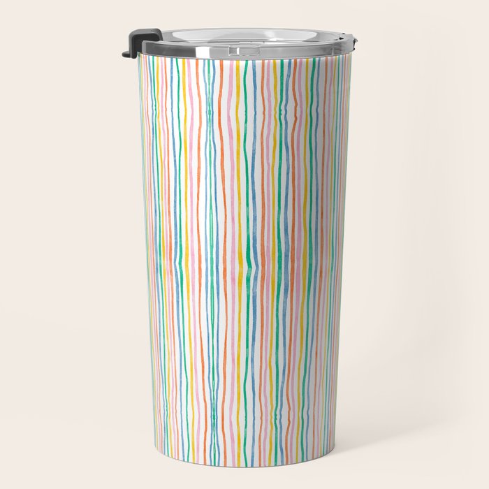 Playful rainbow stripes Travel Mug Gallery Image 3