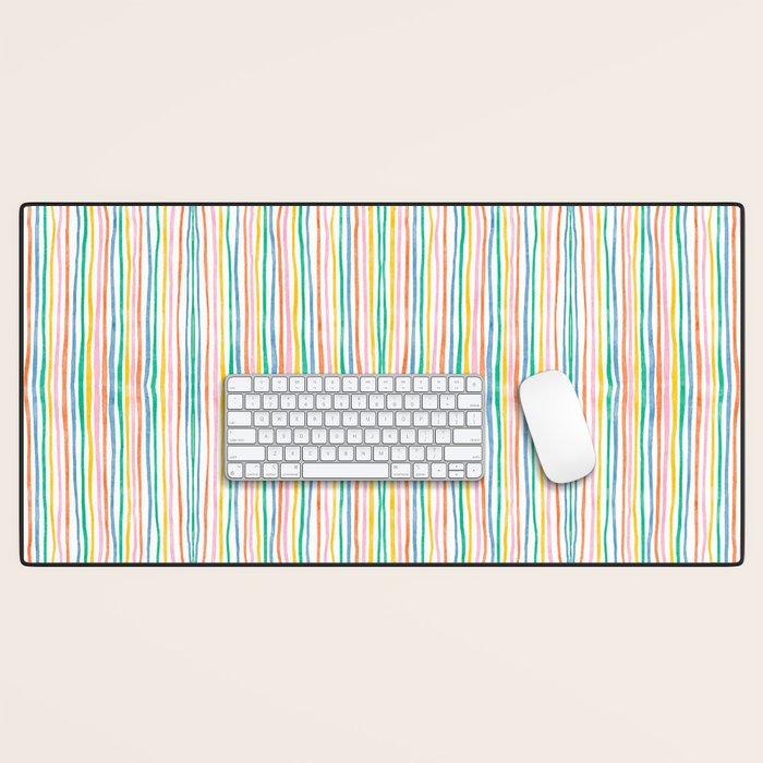Playful rainbow stripes Desk Mat Gallery Image 1