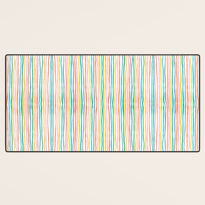 Playful rainbow stripes Desk Mat Gallery Image 3