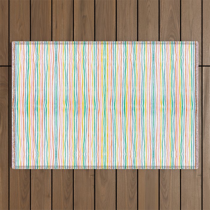Playful rainbow stripes Outdoor Rug Gallery Image 1