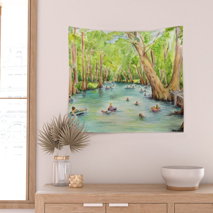 Blue Hole Wimberley Texas Wall Tapestry Gallery Image 2