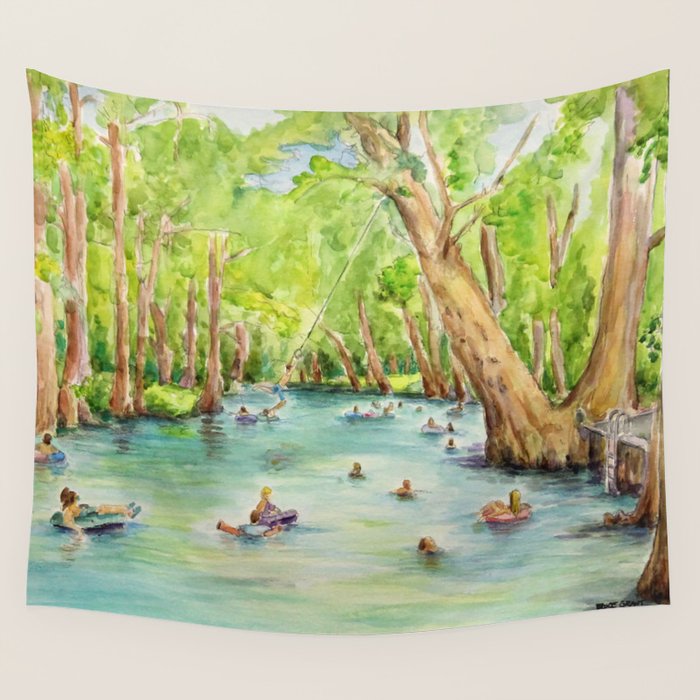 Blue Hole Wimberley Texas Wall Tapestry Gallery Image 4