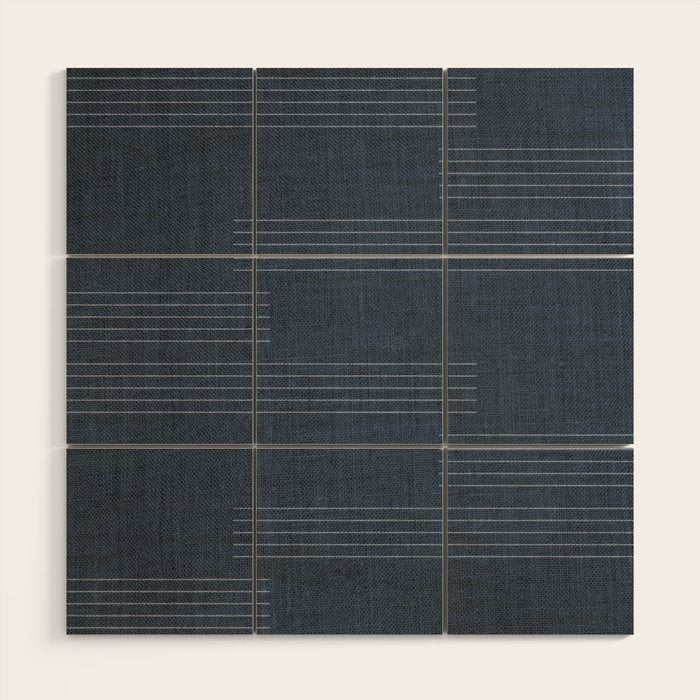 Minimal Striped Pattern, Navy Blue Wood Wall Art Gallery Image 1