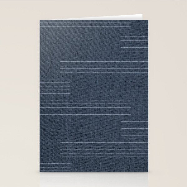 Minimal Striped Pattern, Navy Blue Stationery Card Gallery Image 1