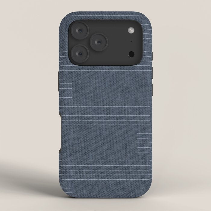 Minimal Striped Pattern, Navy Blue iPhone Case Gallery Image 3