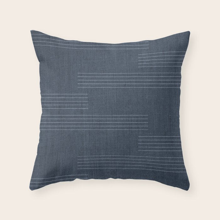 Minimal Striped Pattern, Navy Blue Throw Pillow Gallery Image 6