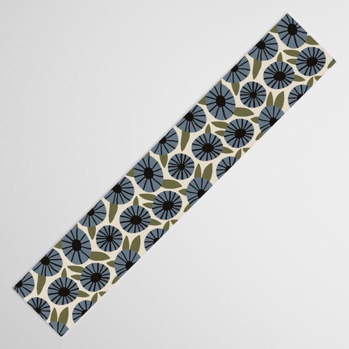 Floral Pattern / Slate Blue & Green Table Runner Gallery Image 3