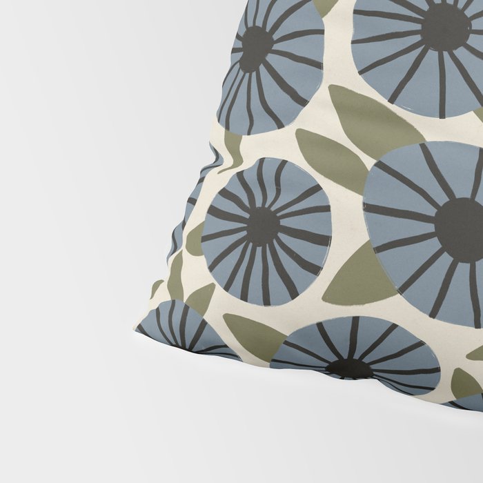 Floral Pattern / Slate Blue & Green Pillow Sham Gallery Image 4
