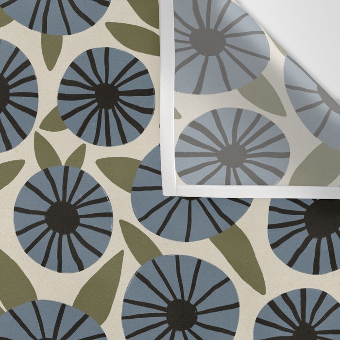Floral Pattern / Slate Blue & Green Wall Tapestry Gallery Image 3
