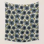Floral Pattern / Slate Blue & Green Wall Tapestry Gallery Image 4