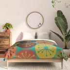 Atomic Dots Retro Midcentury Modern Pattern in Mid Mod Mustard, Olive, Orange, and Medium Teal Comforter Gallery Image 3
