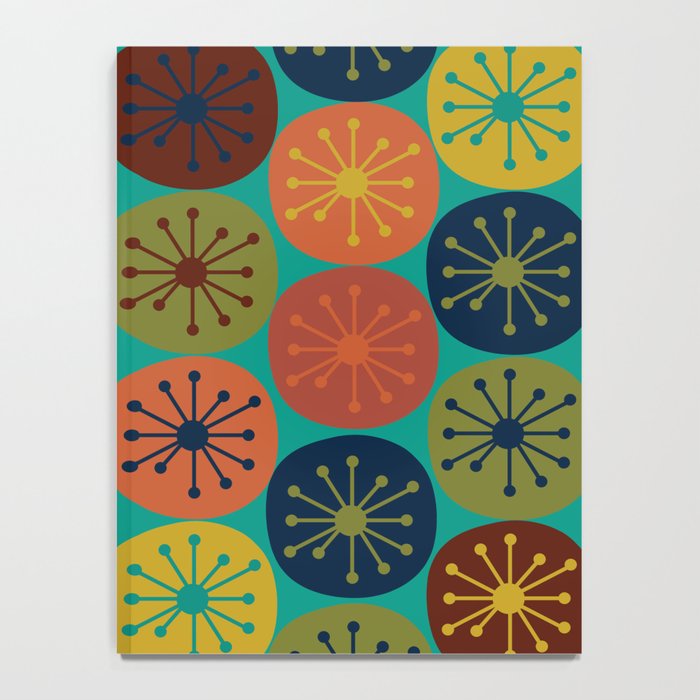 Atomic Dots Retro Midcentury Modern Pattern in Mid Mod Mustard, Olive, Orange, and Medium Teal Notebook Gallery Image 4