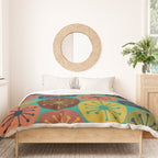 Atomic Dots Retro Midcentury Modern Pattern in Mid Mod Mustard, Olive, Orange, and Medium Teal Duvet Cover Gallery Image 3