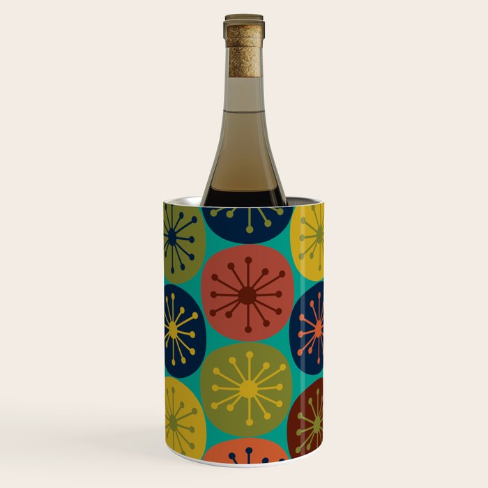 Atomic Dots Retro Midcentury Modern Pattern in Mid Mod Mustard, Olive, Orange, and Medium Teal Wine Chiller Gallery Image 2