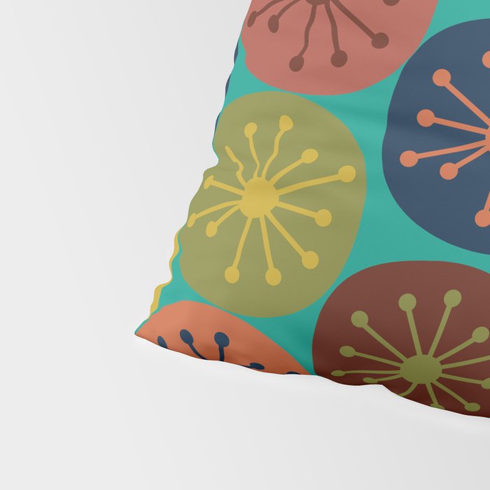 Atomic Dots Retro Midcentury Modern Pattern in Mid Mod Mustard, Olive, Orange, and Medium Teal Pillow Sham Gallery Image 4