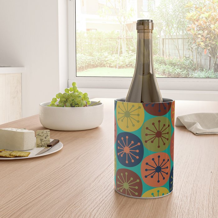Atomic Dots Retro Midcentury Modern Pattern in Mid Mod Mustard, Olive, Orange, and Medium Teal Wine Chiller Gallery Image 4