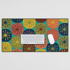 Atomic Dots Retro Midcentury Modern Pattern in Mid Mod Mustard, Olive, Orange, and Medium Teal Desk Mat Gallery Image 1