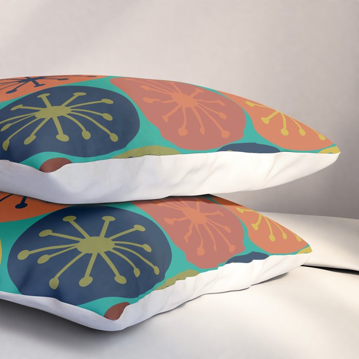 Atomic Dots Retro Midcentury Modern Pattern in Mid Mod Mustard, Olive, Orange, and Medium Teal Pillow Sham Gallery Image 3