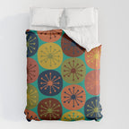 Atomic Dots Retro Midcentury Modern Pattern in Mid Mod Mustard, Olive, Orange, and Medium Teal Duvet Cover Gallery Image 6
