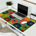 Atomic Dots Retro Midcentury Modern Pattern in Mid Mod Mustard, Olive, Orange, and Medium Teal Desk Mat Gallery Image 2