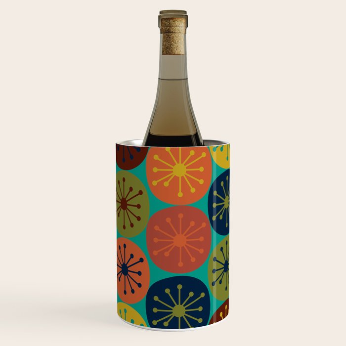 Atomic Dots Retro Midcentury Modern Pattern in Mid Mod Mustard, Olive, Orange, and Medium Teal Wine Chiller Gallery Image 3