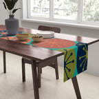 Atomic Dots Retro Midcentury Modern Pattern in Mid Mod Mustard, Olive, Orange, and Medium Teal Table Runner Gallery Image 2