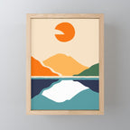 Abstract colorful mountain lake landscape retro print Mini Art Print Gallery Image 1