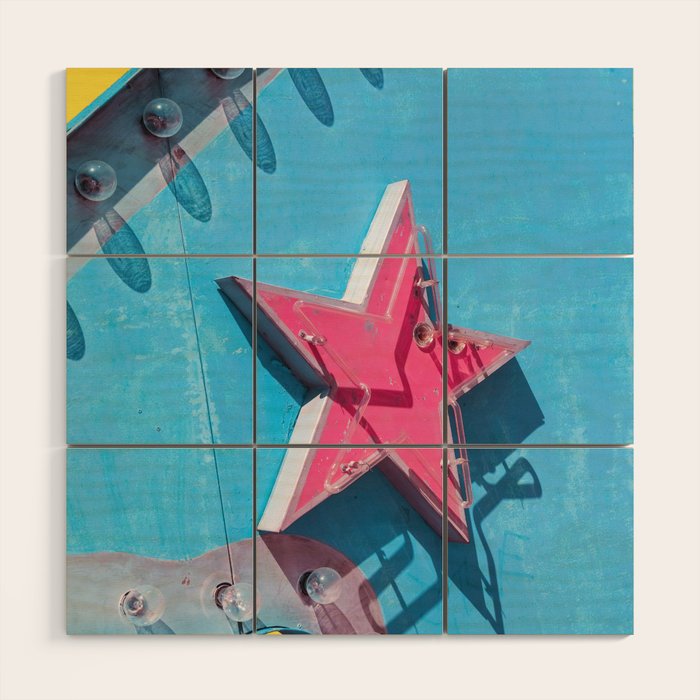 Star on Vintage Neon Sign - Las Vegas Wood Wall Art Gallery Image 1