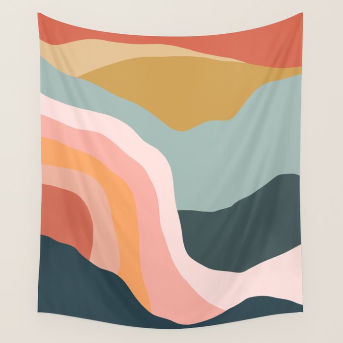 Minimal Landscape #9 - Modern Art Print Wall Tapestry Gallery Image 1