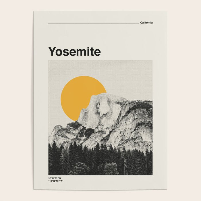 Retro Travel Poster, Yosemite National Park Collage Poster Gallery Image 1