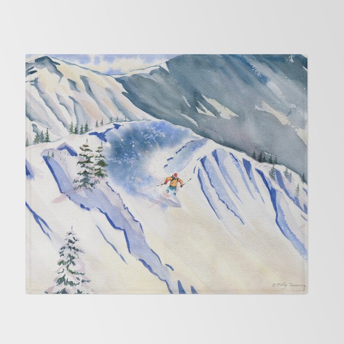 Powder Skiing 2 Throw Blanket Gallery Image 2