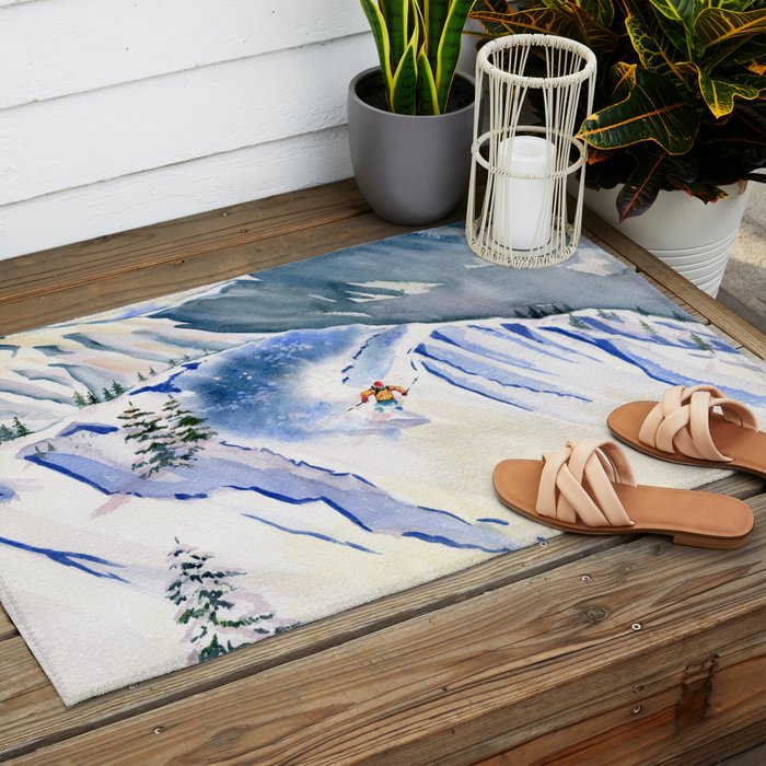 Powder Skiing 2 Outdoor Rug Gallery Image 2