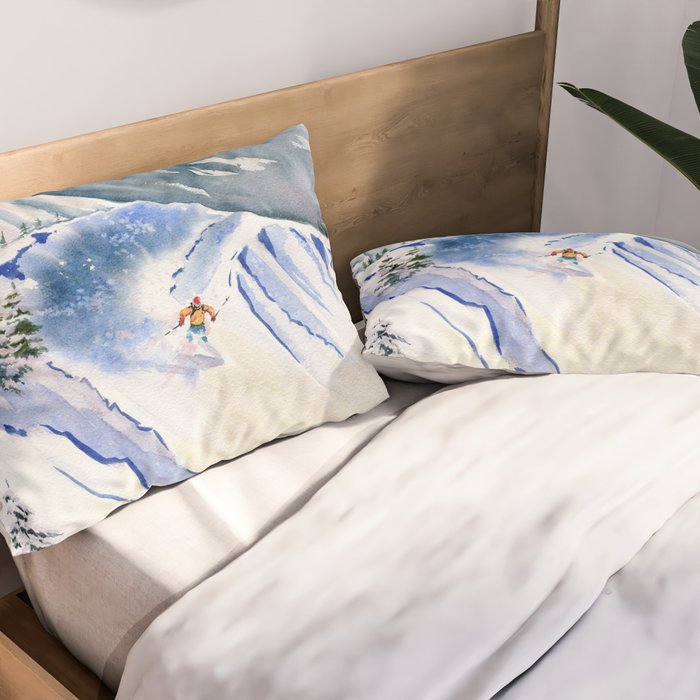 Powder Skiing 2 Pillow Sham Gallery Image 2