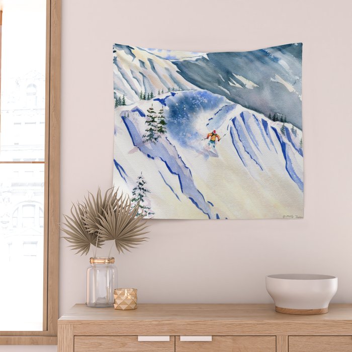 Powder Skiing 2 Wall Tapestry Gallery Image 2