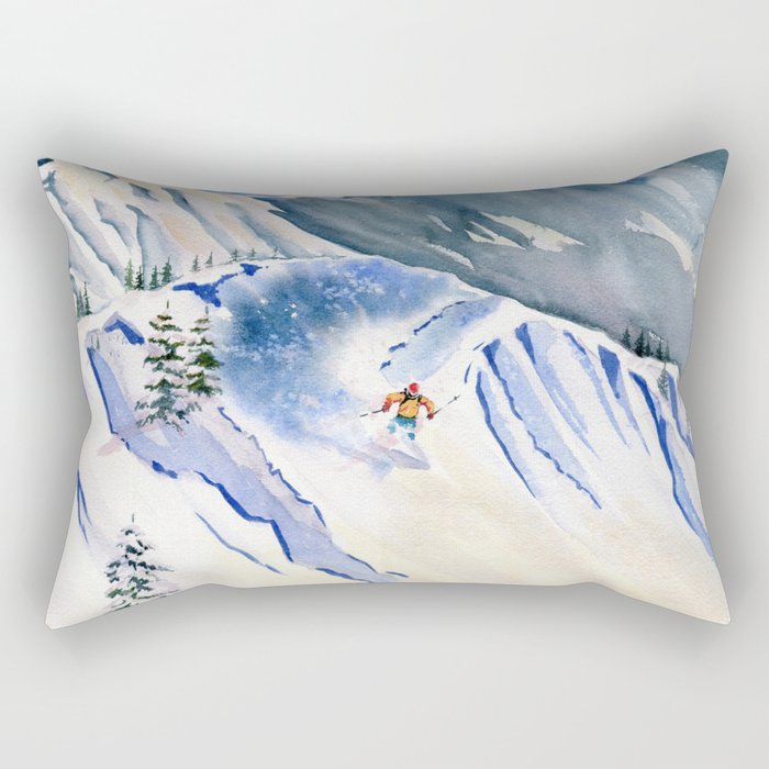 Powder Skiing 2 Rectangular Pillow Gallery Image 1