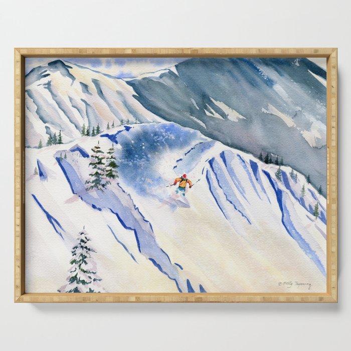 Powder Skiing 2 Serving Tray Gallery Image 1