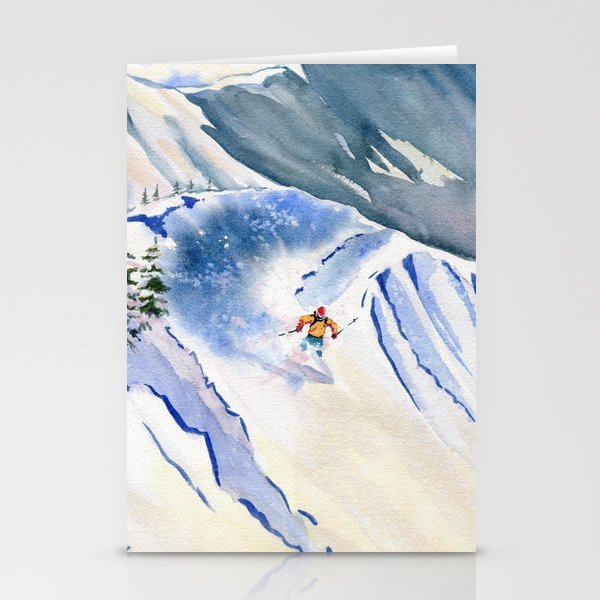 Powder Skiing 2 Stationery Card Gallery Image 1